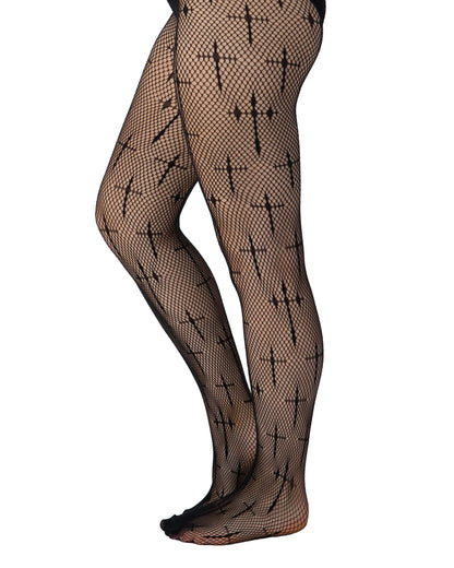 Latin Cross Net Tights (Black)