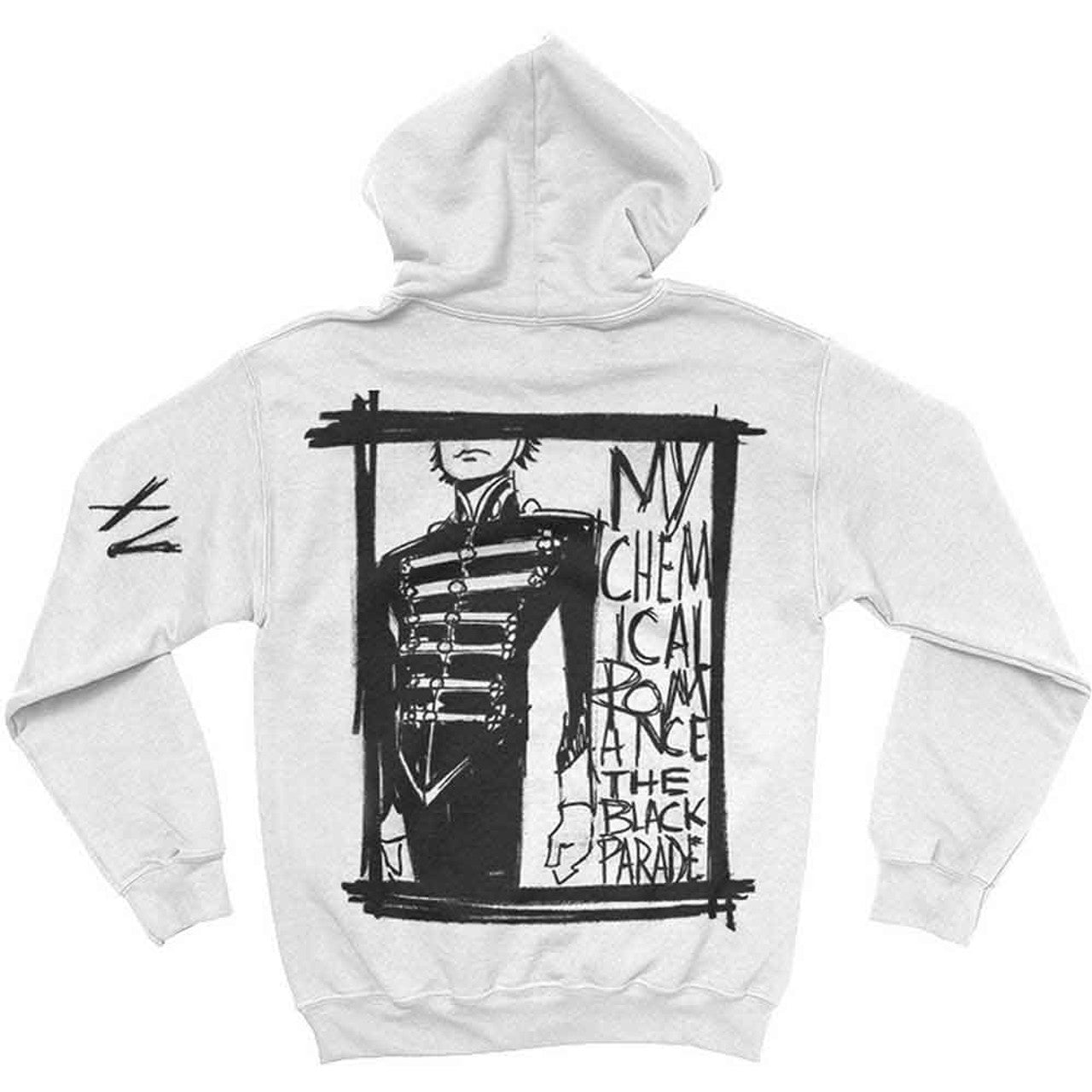 My Chemical Romance Unisex Pullover Hoodie: XV Marching Frame (White) (Back Print) 