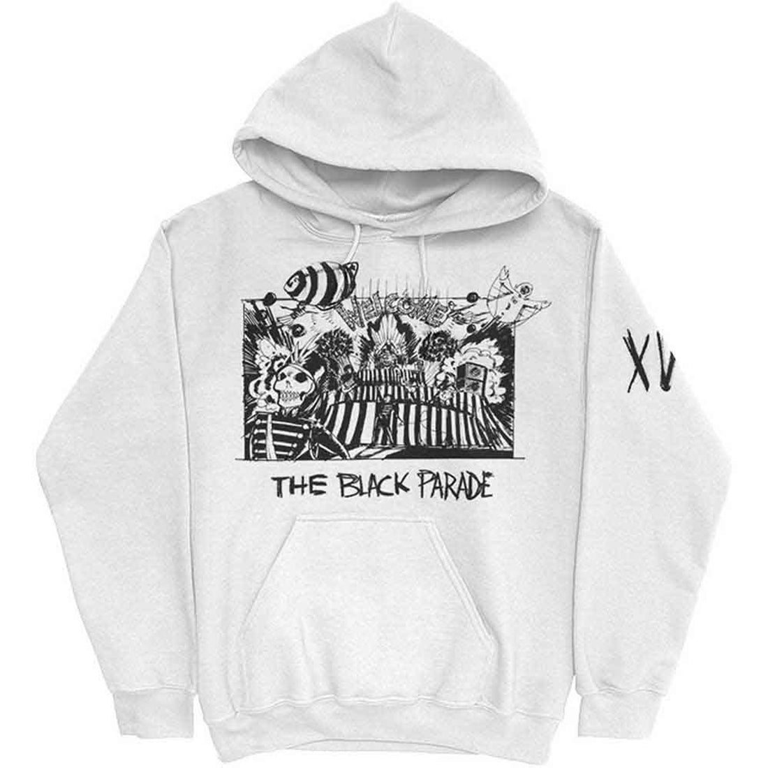 My Chemical Romance Unisex Pullover Hoodie: XV Marching Frame (White) (Back Print)
