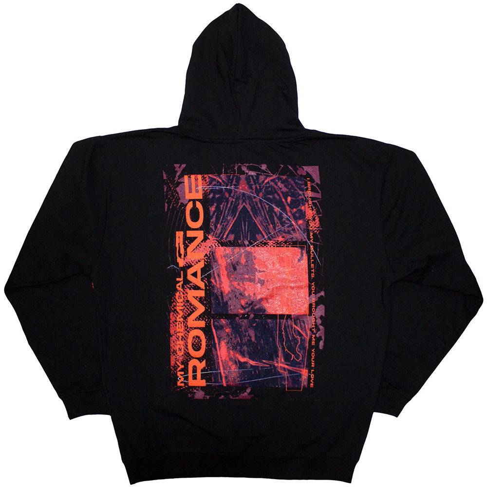 My Chemical Romance Unisex Pullover Hoodie: Romance Bullets (Black) (Back Print) 