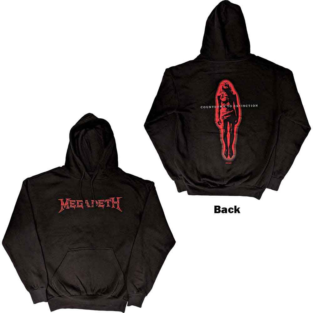 Megadeth Unisex Pullover Hoodie: Countdown To Extinction (Black) (Back Print)