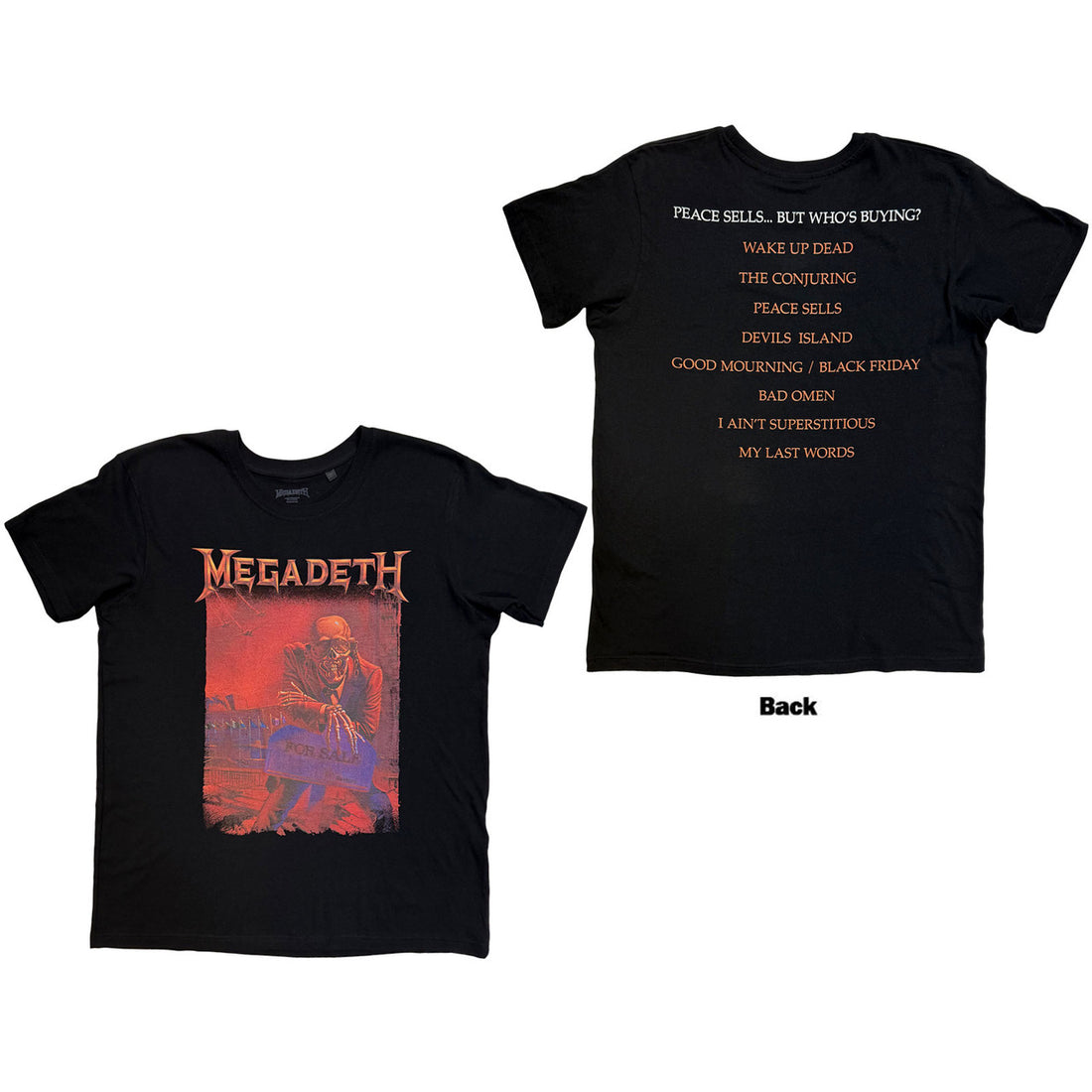 Megadeth Unisex T-Shirt: Peace Sells Album Cover (Black) (Back Print)