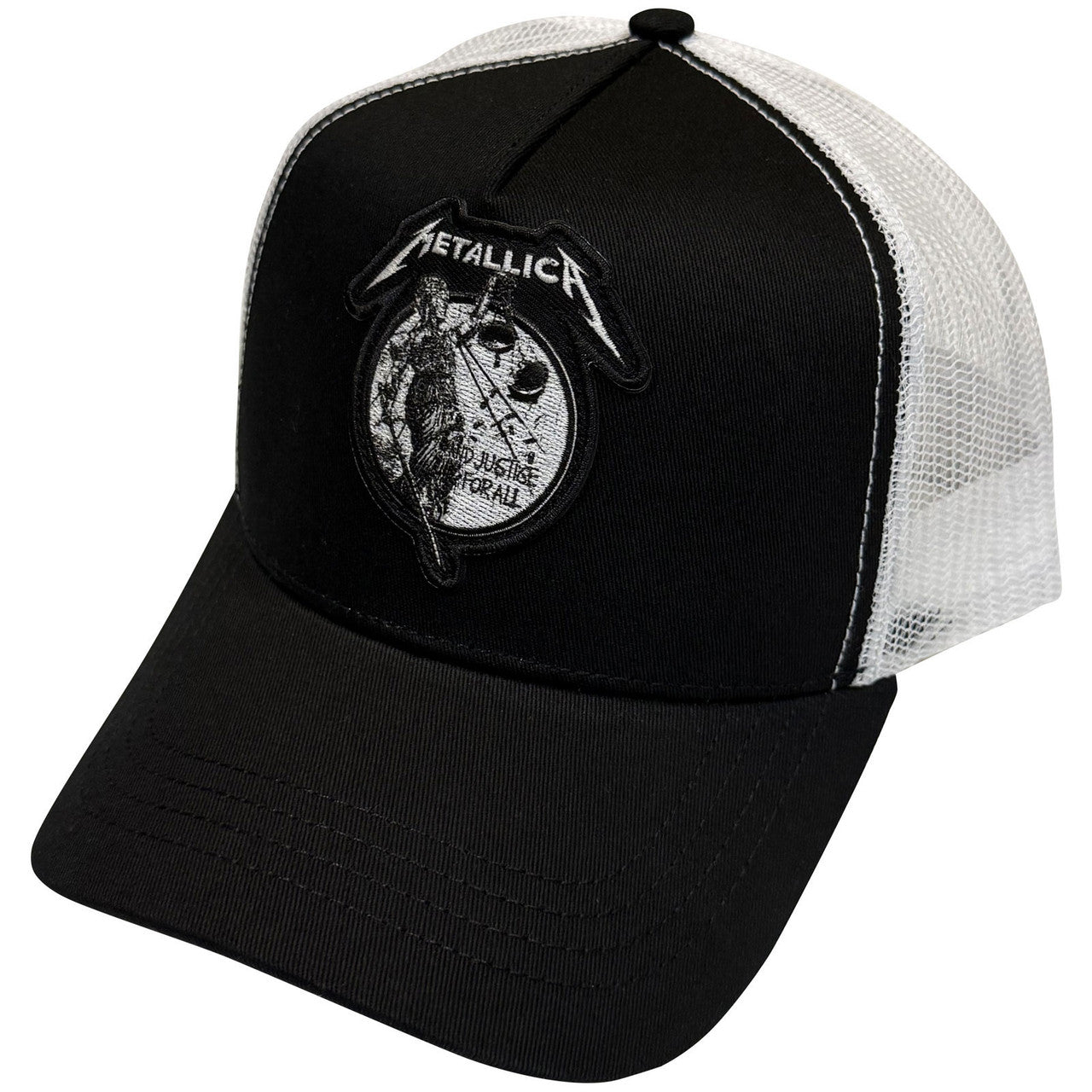 Metallica Unisex Mesh Back Cap: Justice Mono (Black &amp; White)