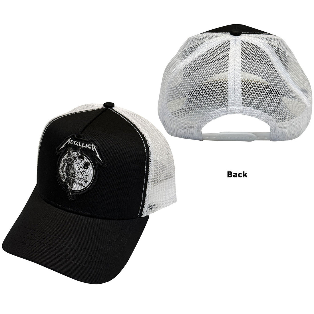 Metallica Unisex Mesh Back Cap: Justice Mono (Black &amp; White)