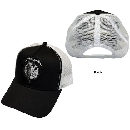 Metallica Unisex Mesh Back Cap: Justice Mono (Black &amp; White)