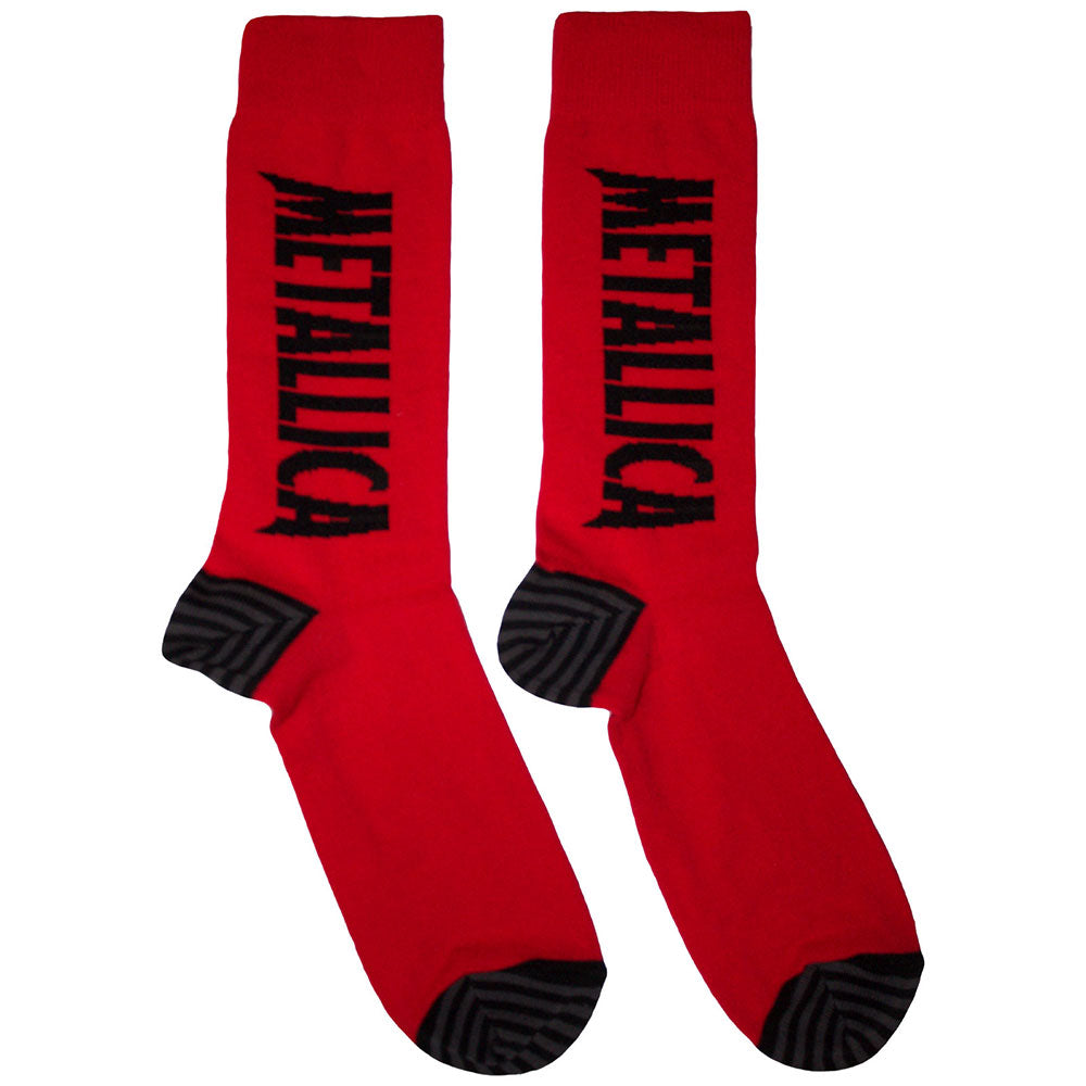 Metallica Unisex Ankle Socks: Stressed Logo (Red) (UK Size 6 - 11)