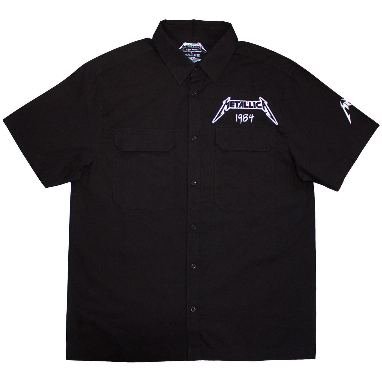 Metallica Unisex Casual Shirt: Ride The Lightning (Black) (Back &amp; Sleeve Print)