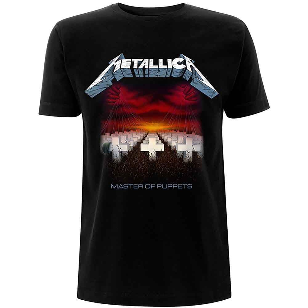 Metallica Unisex T-Shirt: Master of Puppets Tracks (Black) (Back Print)