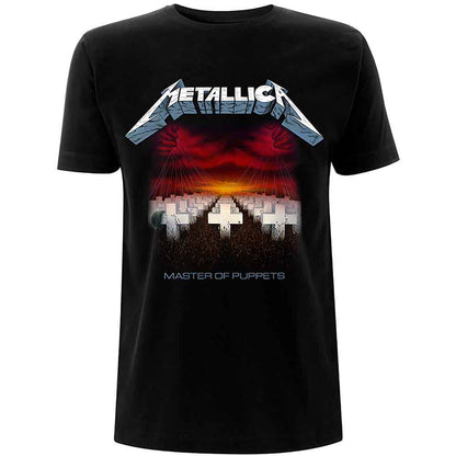 Metallica Unisex T-Shirt: Master of Puppets Tracks (Black) (Back Print)