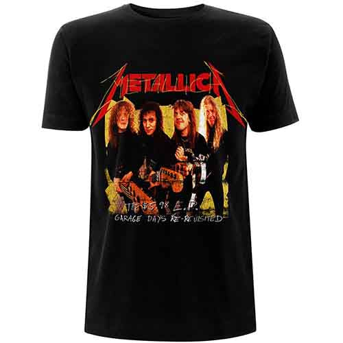 Metallica Unisex T-Shirt: Garage Photo Yellow (Black) (Back Print)