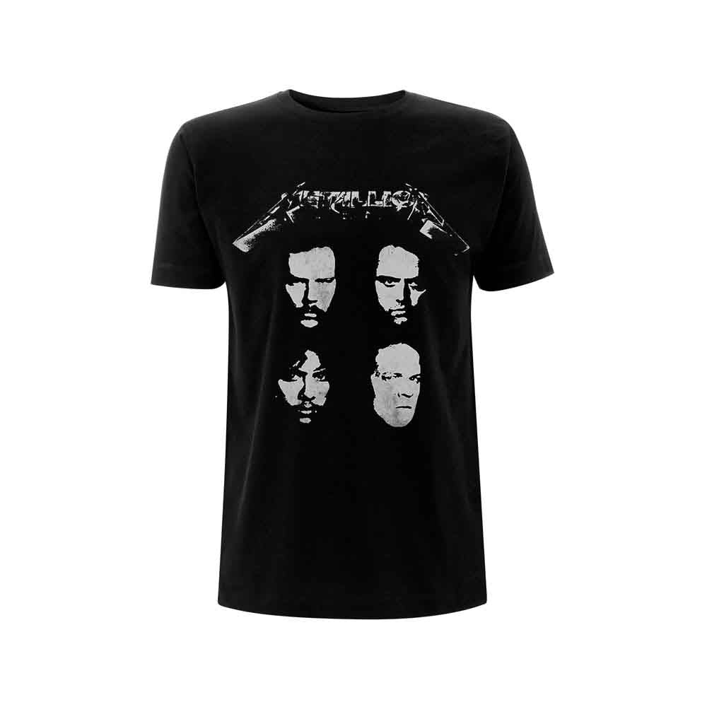 Metallica Unisex T-Shirt: 4 Faces (Black) (Back Print)