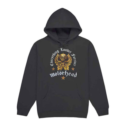 Motorhead Unisex Pullover Hoodie: Everything Louder Forever (Charcoal Grey) (Back Print)