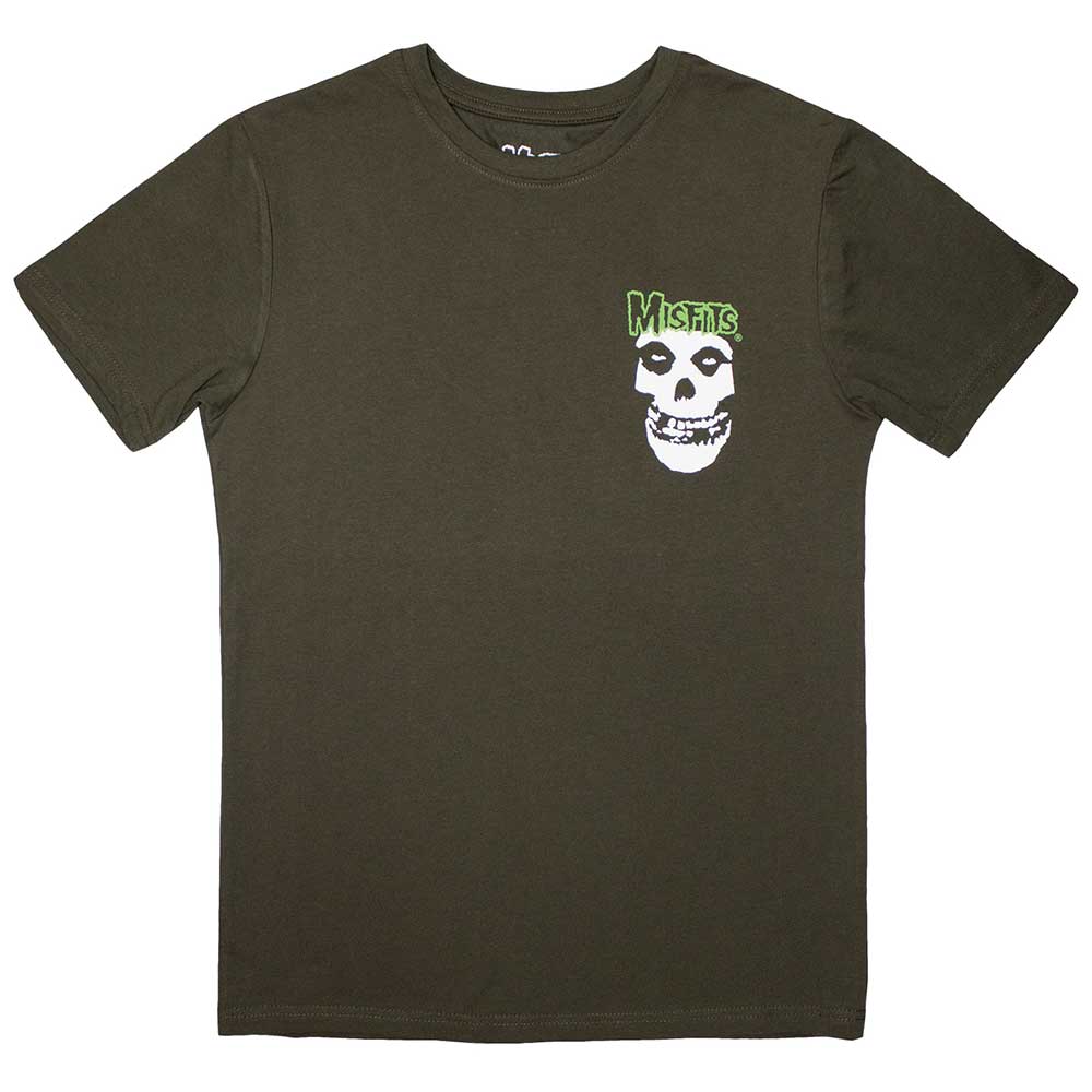 Misfits Unisex T-Shirt: Mini Skull &amp; Logo (Green)