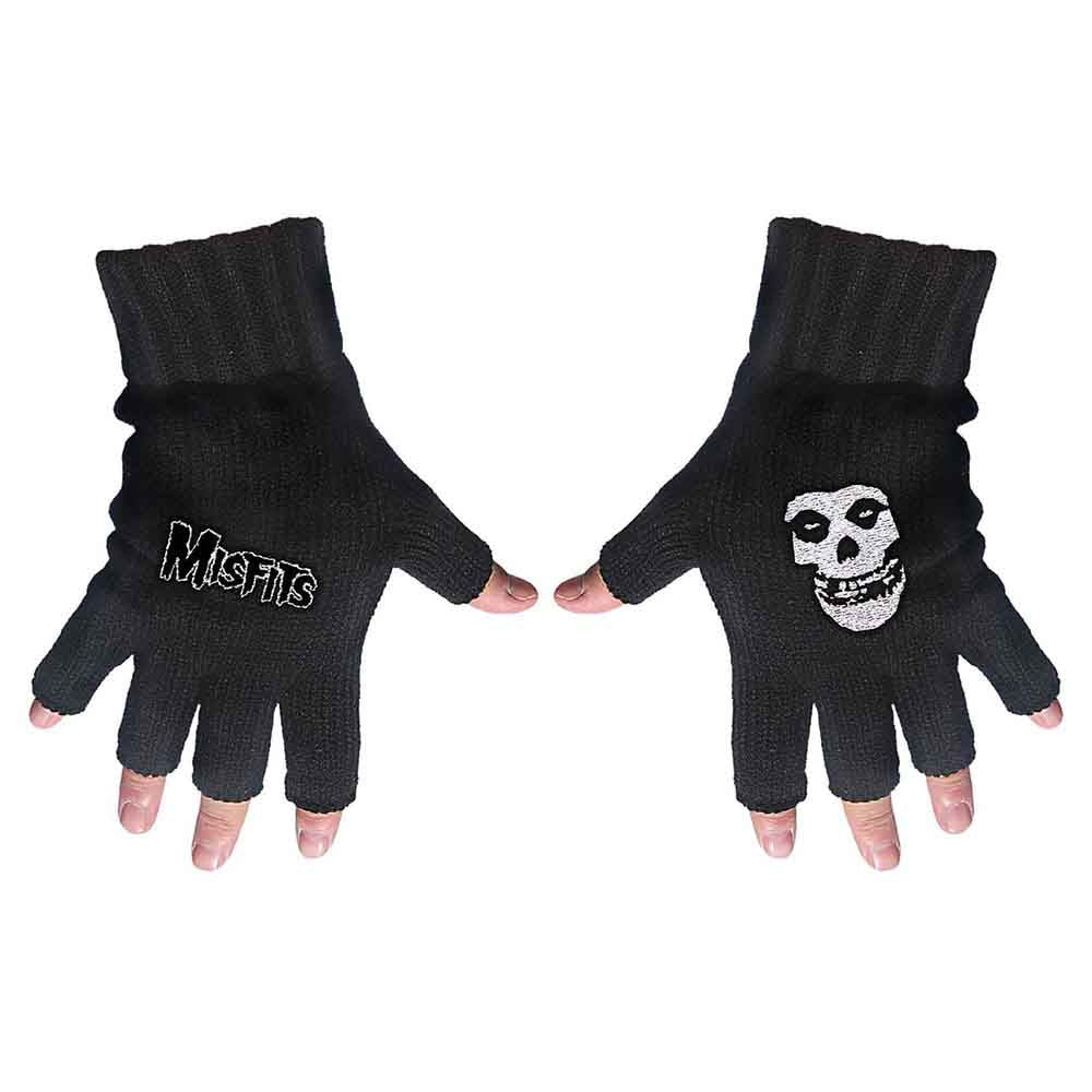 Misfits Unisex Fingerless Gloves: Logo &amp; Fiend (Black)