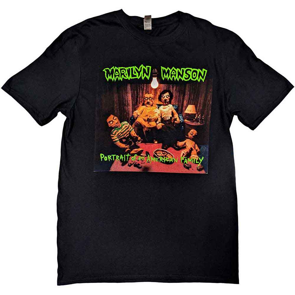 Marilyn Manson Unisex T-Shirt: American Family (Black) (Back Print) 