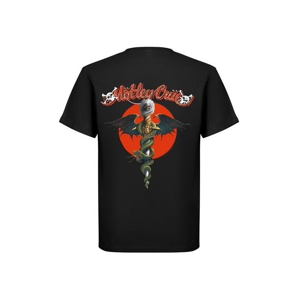 Motley Crue Unisex T-Shirt: Dr. Feelgood Logo (Black) (Back Print)