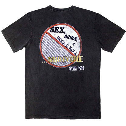 Motley Crue Unisex Stone Wash T-Shirt: No Fun Tour &