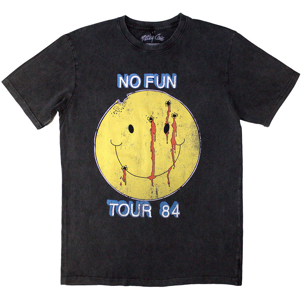 Motley Crue Unisex Stone Wash T-Shirt: No Fun Tour &