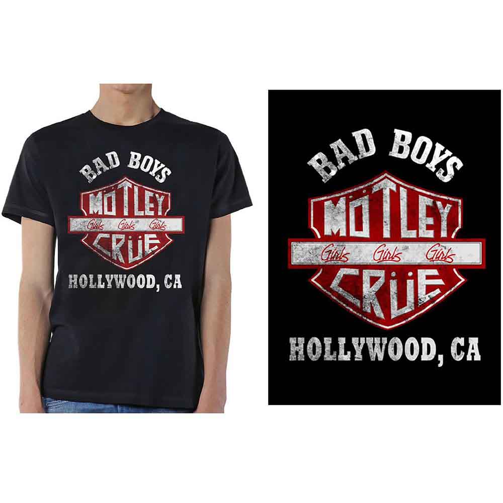 Motley Crue Unisex T-Shirt: Bad Boys Shield (Black)