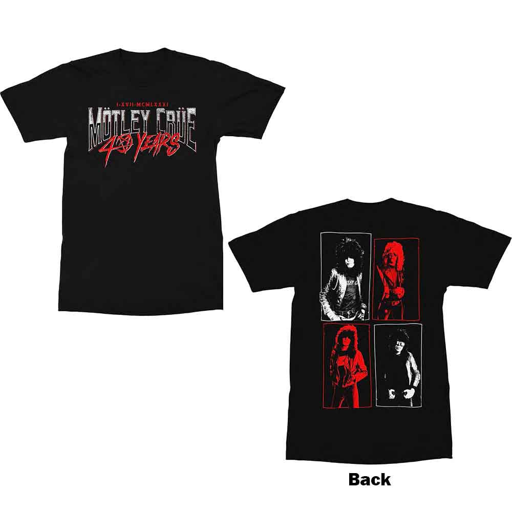 Motley Crue Unisex T-Shirt: 40 Years (Black) (Back Print)
