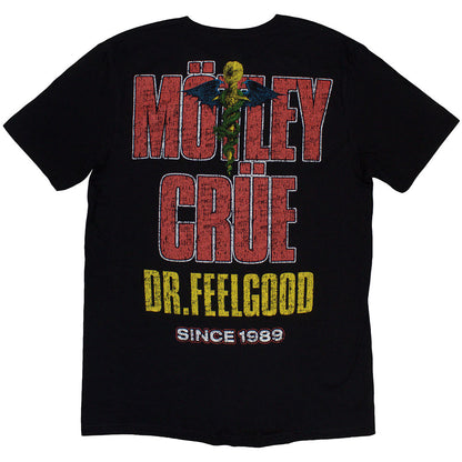 Motley Crue Unisex T-Shirt: Dr Feelgood Circle Photo 1 (Black) (Back Print)