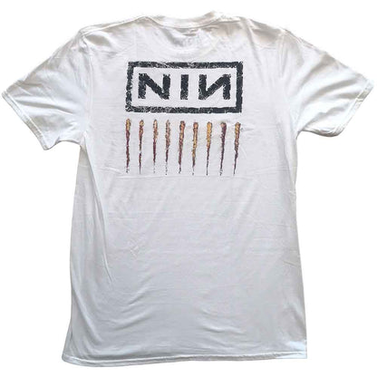 Nine Inch Nails Unisex T-Shirt: Downward Spiral (White) (Back Print)