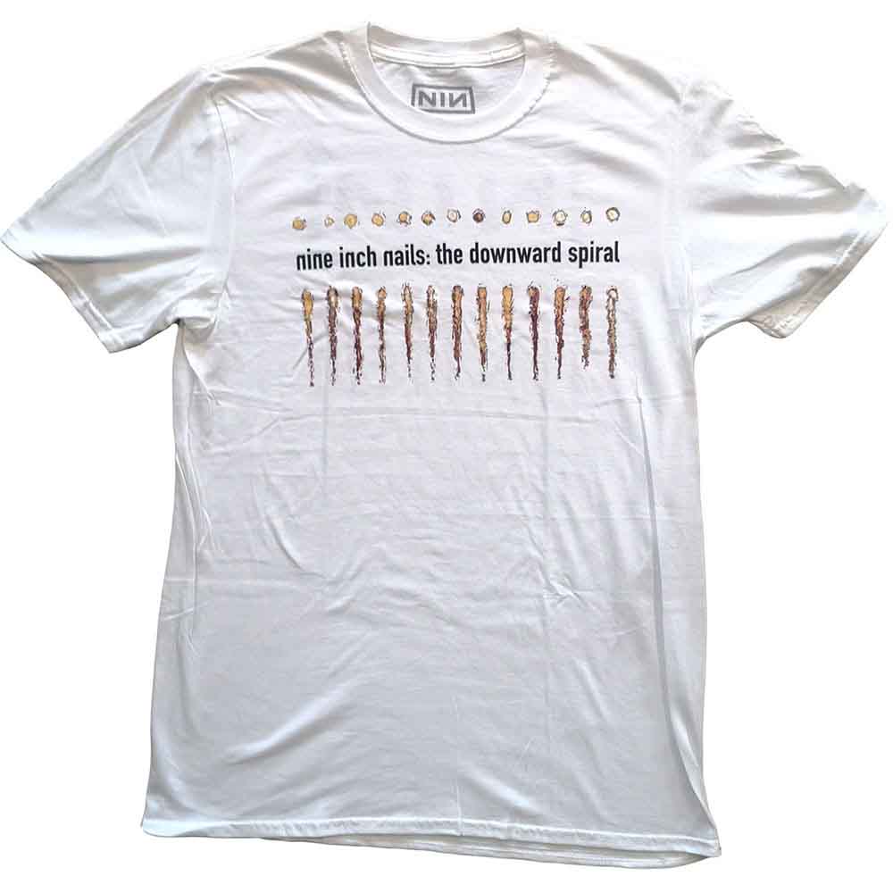 Nine Inch Nails Unisex T-Shirt: Downward Spiral (White) (Back Print)