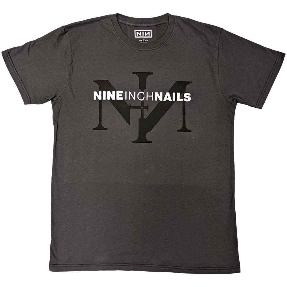Nine Inch Nails Unisex T-Shirt: Icon &amp; Logo (Charcoal Grey)