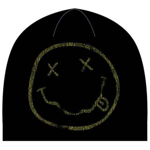Nirvana Unisex Beanie Hat: Happy Face (Black)
