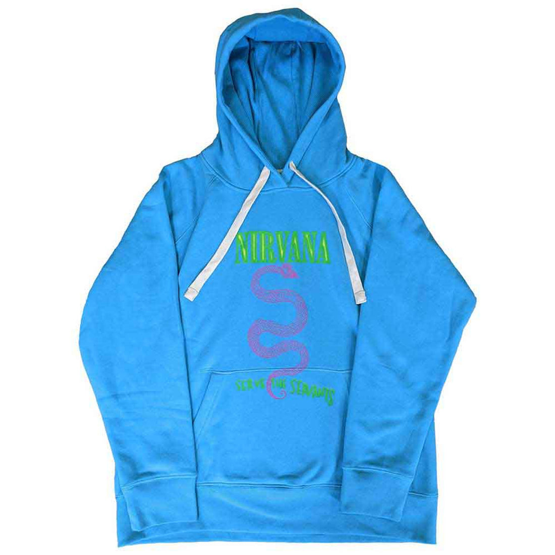 Nirvana Unisex Pullover Hoodie: Serve The Servants Neon (Blue)