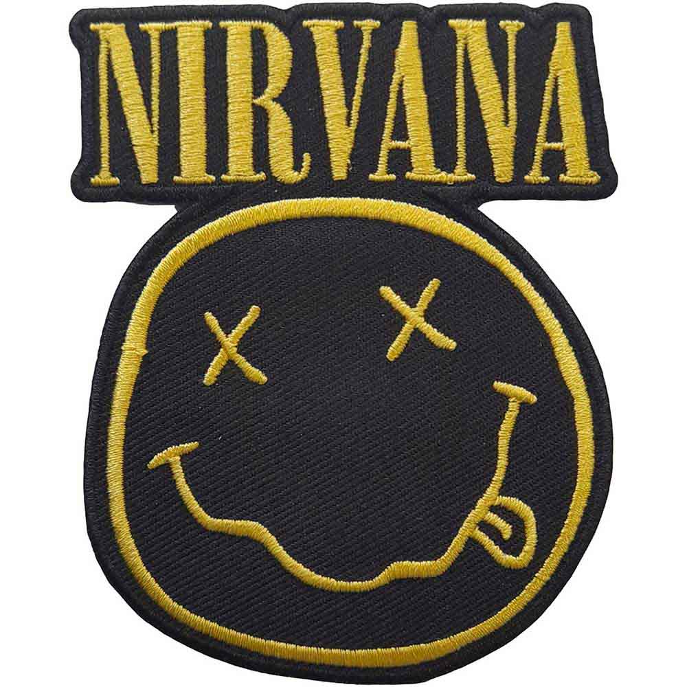 Nirvana Standard Patch: Logo &amp; Happy Face Cut-out