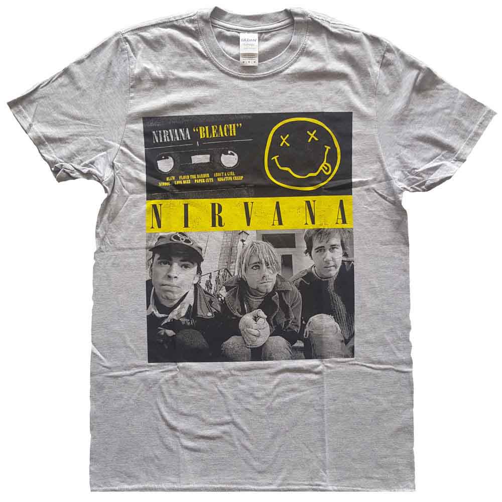 Nirvana Unisex T-Shirt: Bleach Cassettes (Grey)