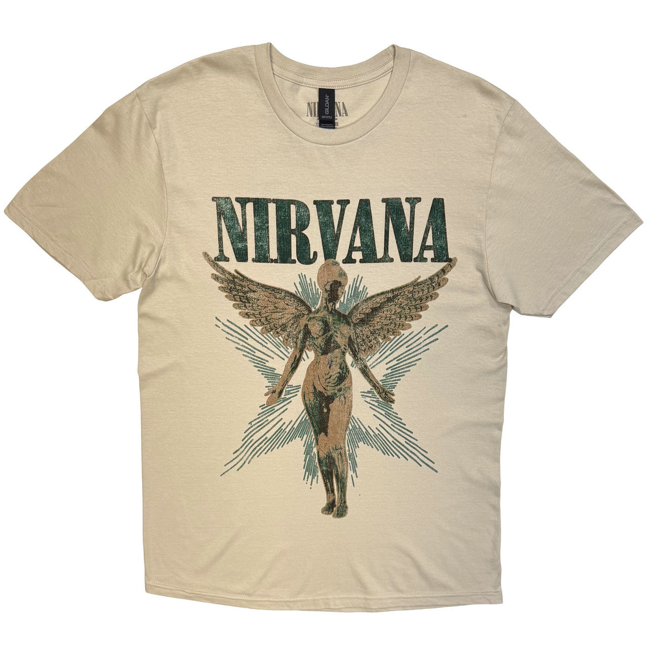Nirvana Unisex T-Shirt: Angel Vintage (Sand) (Back Print)