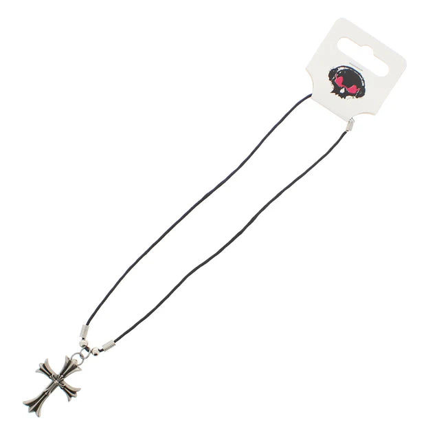 Double Cross Corded Necklace