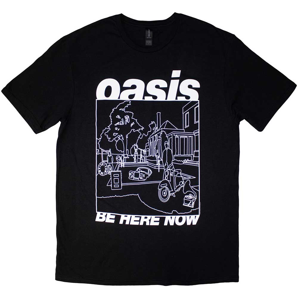 Oasis Unisex T-Shirt: Be Here Now Line Drawing (Black)