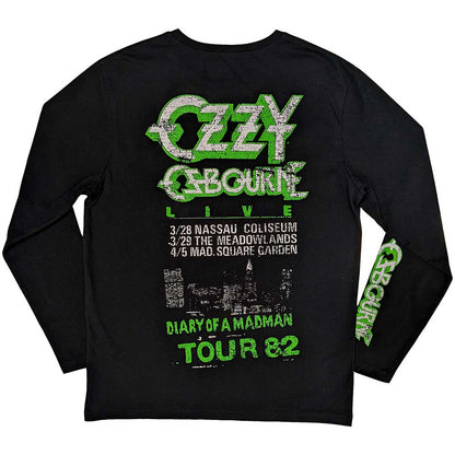 Ozzy Osbourne Unisex Long Sleeve T-Shirt: Madman Loose (Black) (Back &amp; Sleeve Print)