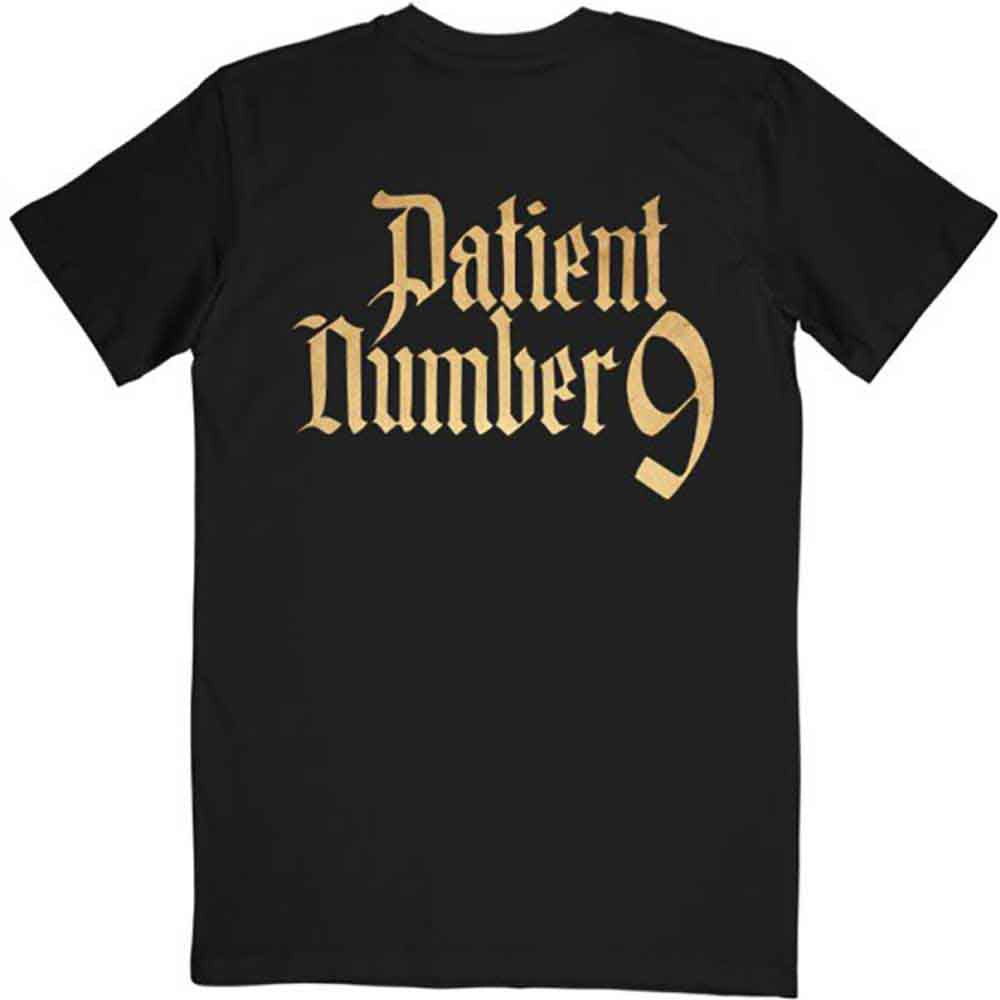 Ozzy Osbourne Unisex T-Shirt: Patient No. 9 Gold Logo (Black) (Back Print)