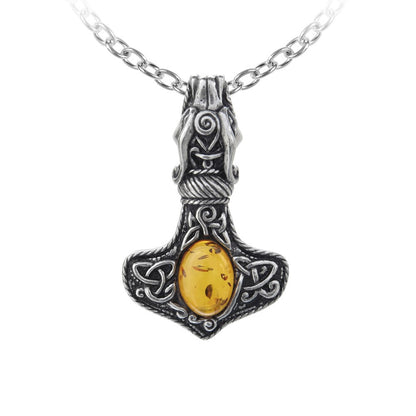 Amber Dragon Thorhammer Necklace (✦ Alchemy England)