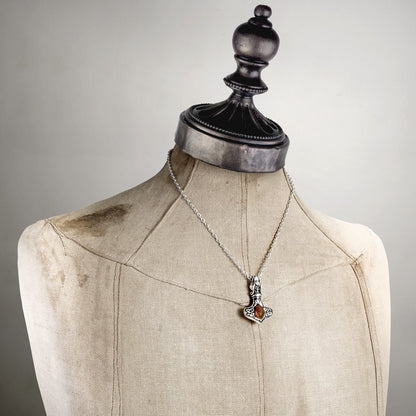 Amber Dragon Thorhammer Necklace (✦ Alchemy England)