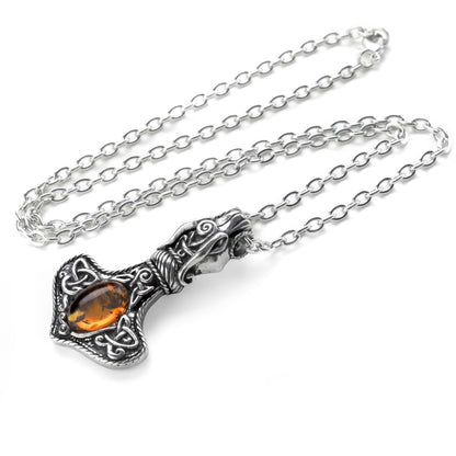 Amber Dragon Thorhammer Necklace (✦ Alchemy England)