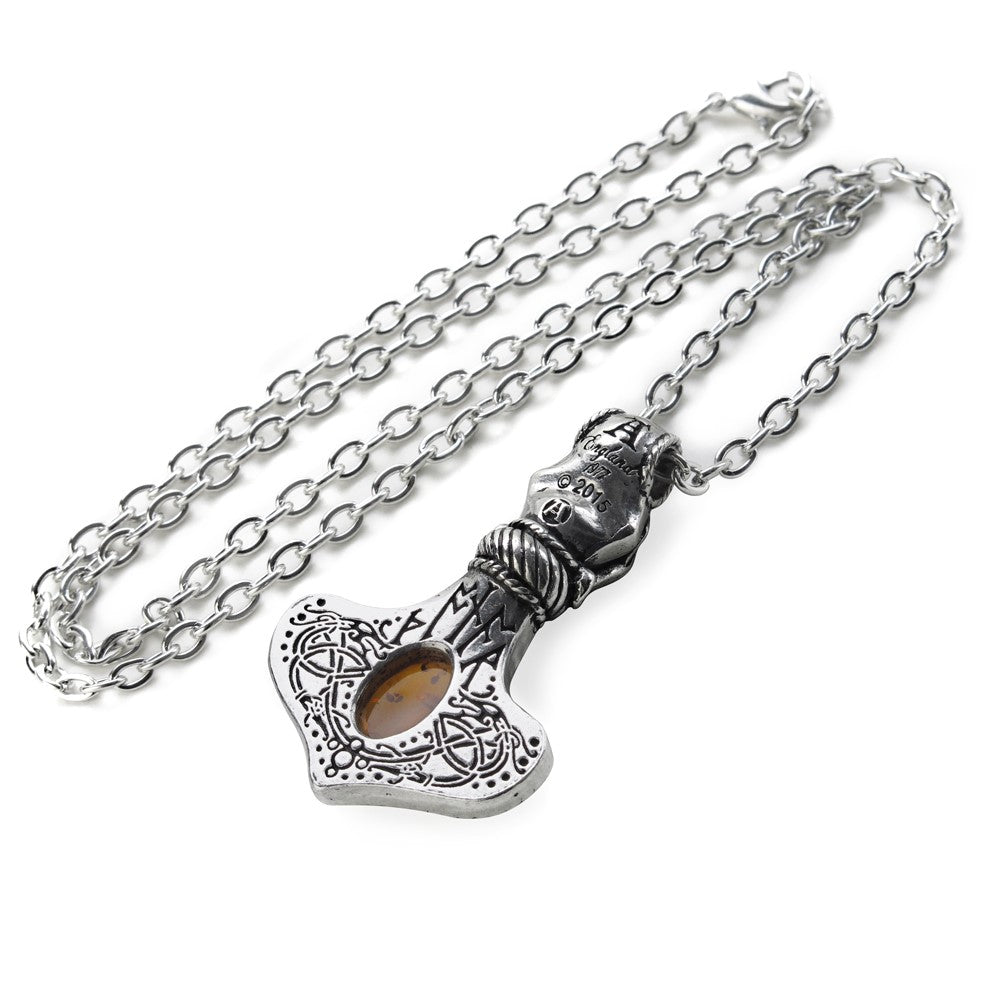 Amber Dragon Thorhammer Necklace (✦ Alchemy England)
