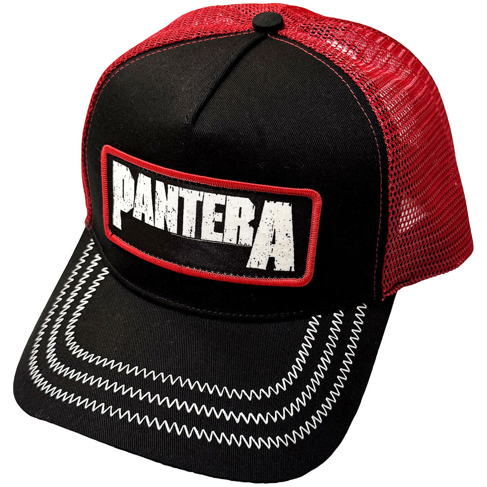 Pantera Unisex Mesh Back Cap: B&amp;amp;W P. (Black &amp;amp; Red) 