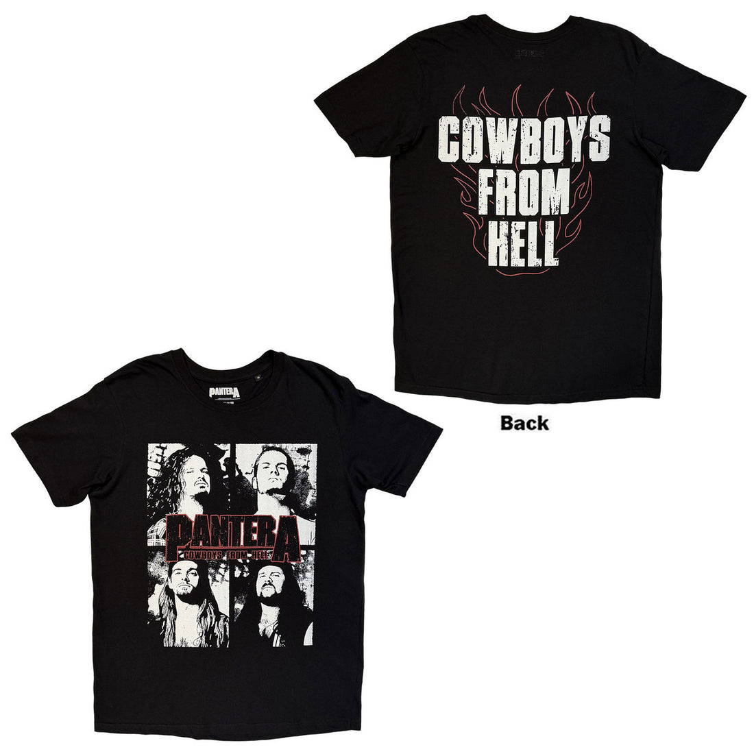 Pantera Unisex T-Shirt: Cowboys From Hell Flames (Black) (Back Print)