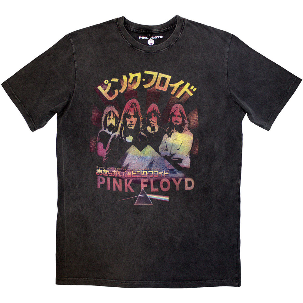 Pink Floyd Unisex Stone Wash T-Shirt: Japan Poster (Charcoal Grey)