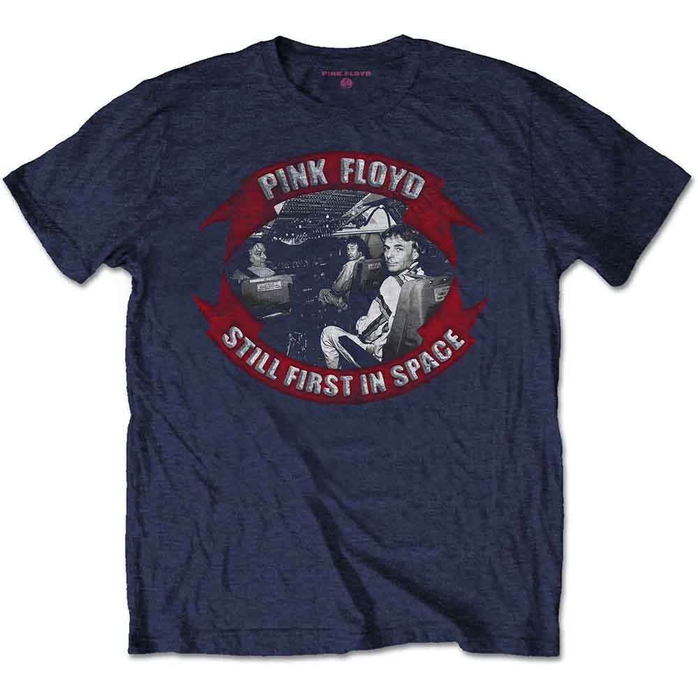 Pink Floyd Unisex T-Shirt: First In Space Vignette (Navy Blue) (Back Print)