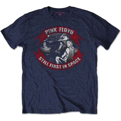 Pink Floyd Unisex T-Shirt: First In Space Vignette (Navy Blue) (Back Print)