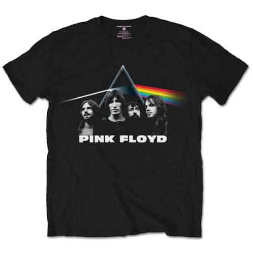 Pink Floyd Unisex T-Shirt: Dark Side of the Moon Band &amp; Prism (Black)