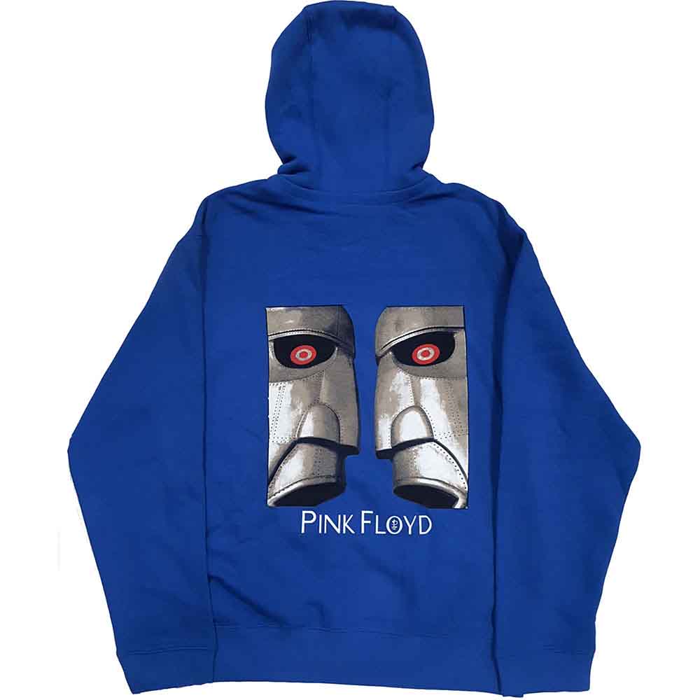 Pink Floyd Unisex Zipped Hoodie: Metal Heads Close Up (Blue) (Back Print)