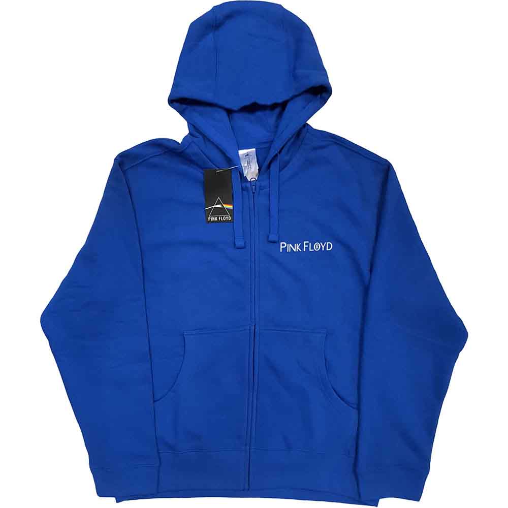 Pink Floyd Unisex Zipped Hoodie: Metal Heads Close Up (Blue) (Back Print)