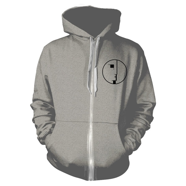 Bauhaus Unisex Zipped Hoodie: Logo (Grey) (Back Print)